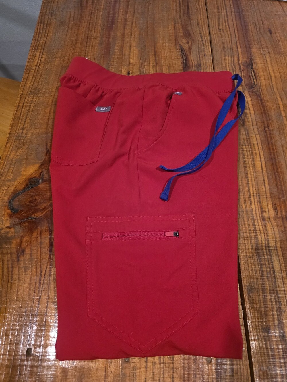 Figs Women Red Jogger Pants with Blue Drawcord XS